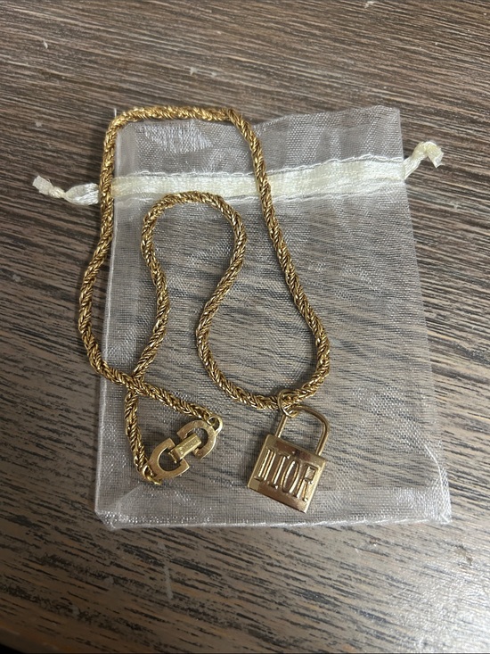 Dior Handbags - Dior Gold-Tone Mini Padlock Charm Necklace